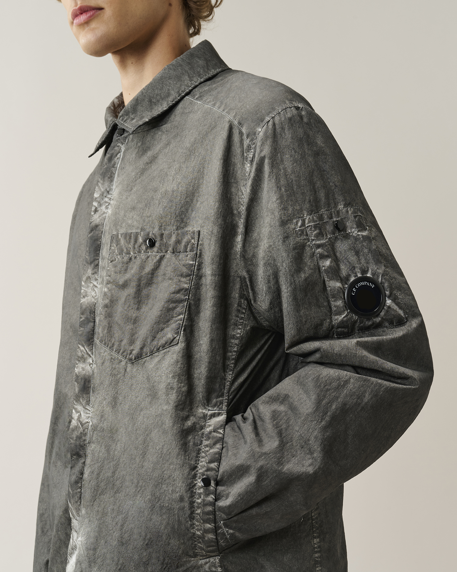 Black Flatt Nylon Lens Padded Zipped Overshirt | CPC JP Online Store
