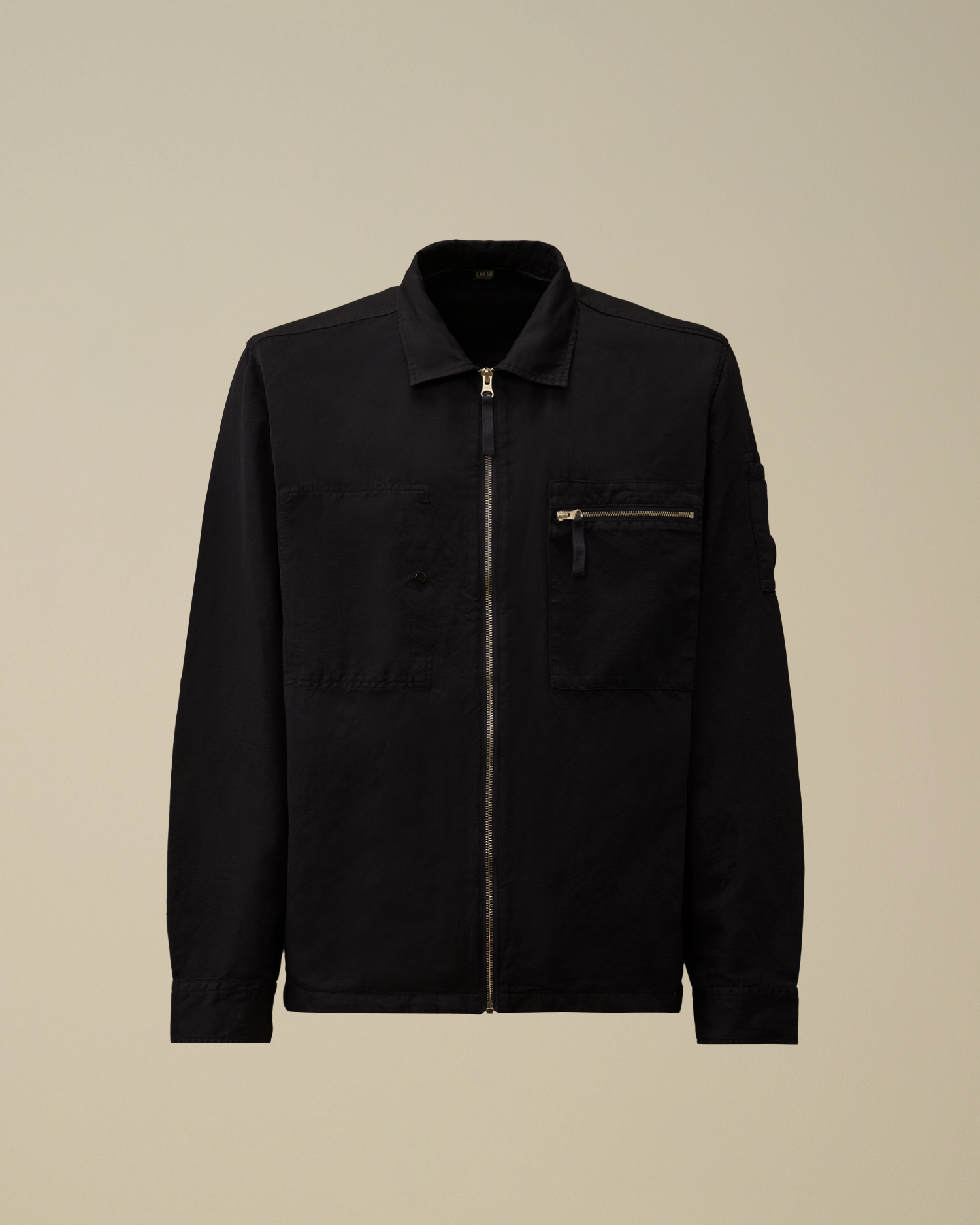 Blue Cotton/Linen Lens Zip Overshirt | CPC USCA Online Store