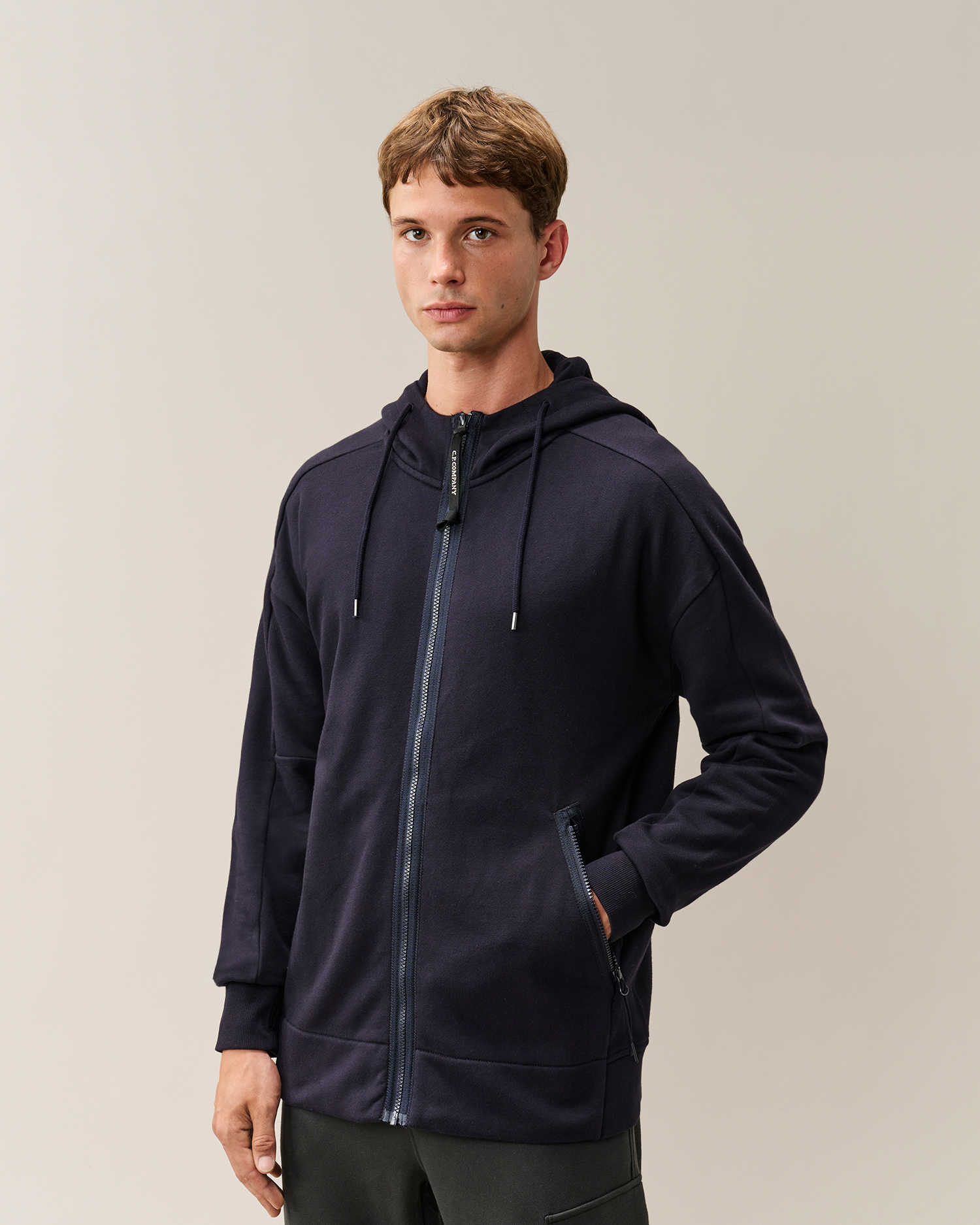 Blue Diagonal Raised Fleece Goggle Zip Sweatshirt | CPC FR Online