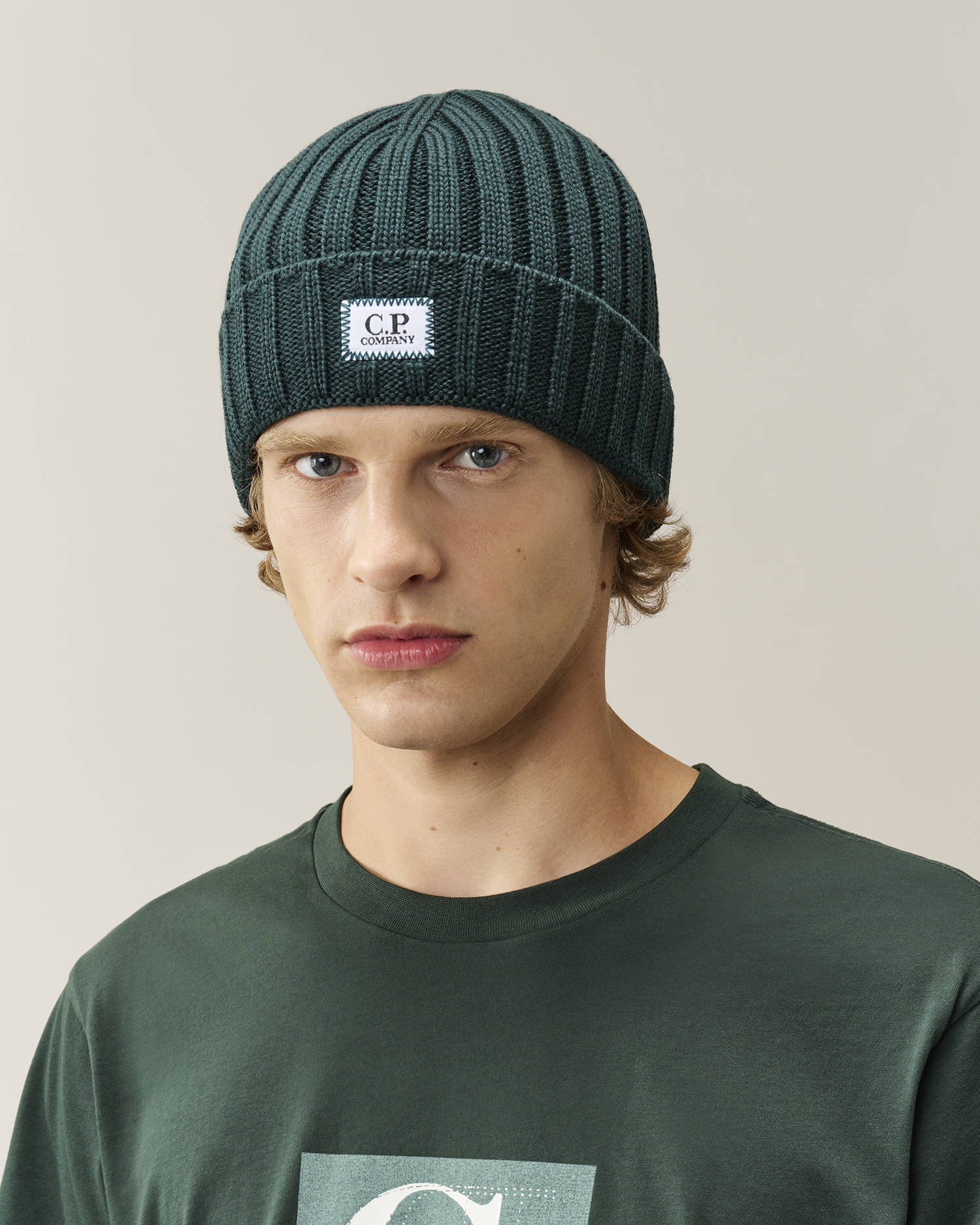 Green Extrafine Merino Wool Logo Beanie | CPC USCA Online Store