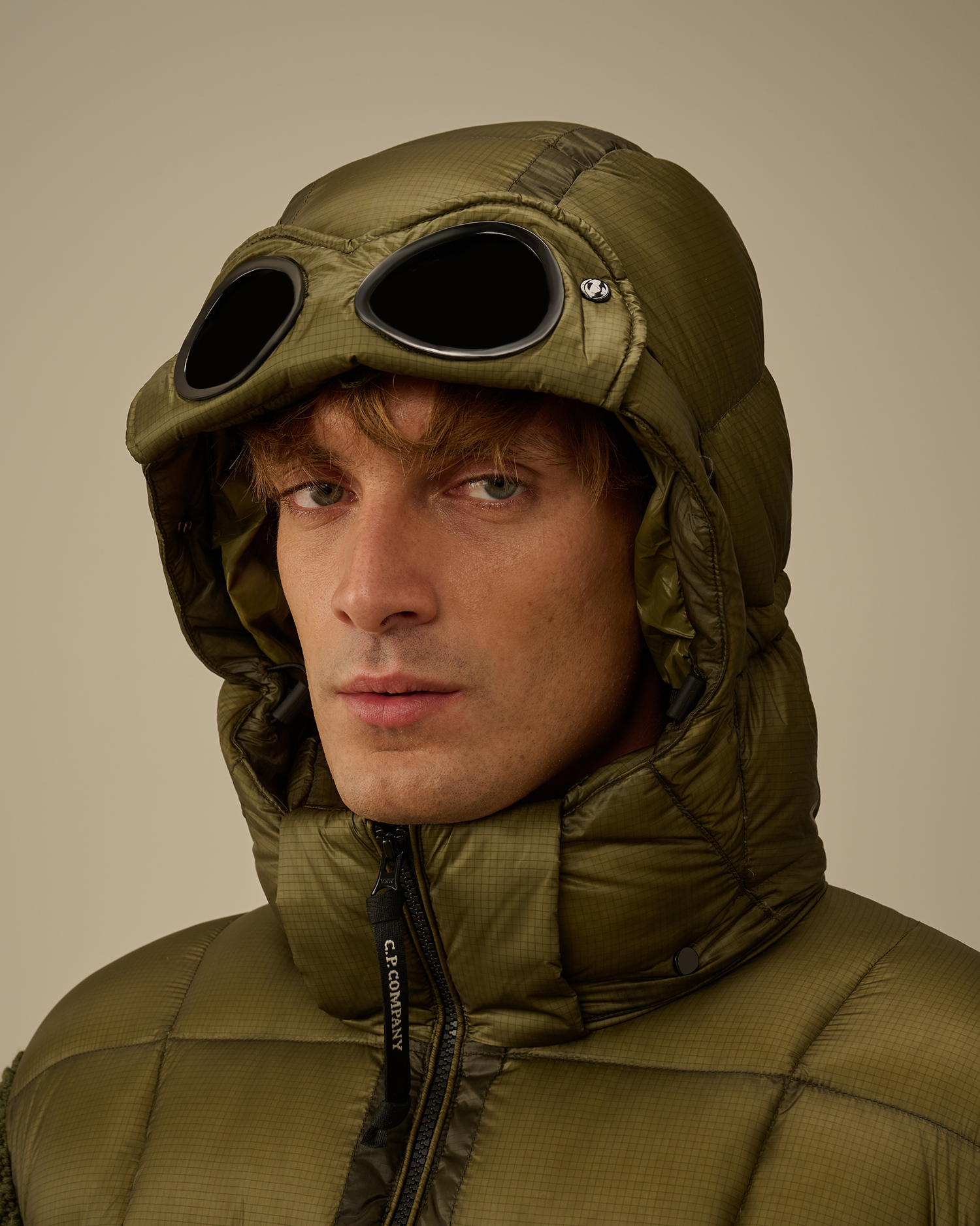 Extrafine Merino Wool Mixed Full Zip Goggle Sweater | C.P.