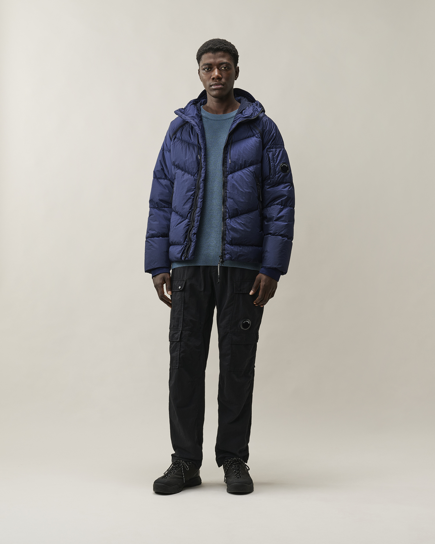 Blue Down Shield Lens Hooded Puffer | CPC JP Online Store